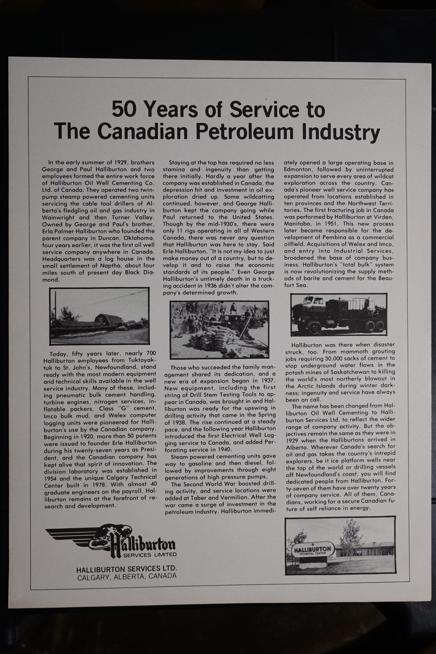 Halliburton Story - Manitoba Oil Museum and Interpretive Centre